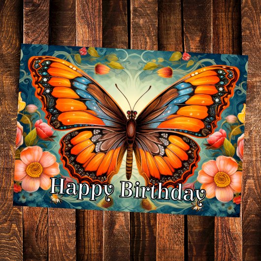 Carte Joyeux Anniversaire Papillon Fantaisie Artistique