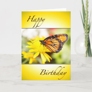 Carte Joyeux Anniversaire Papillon Monarque Orange