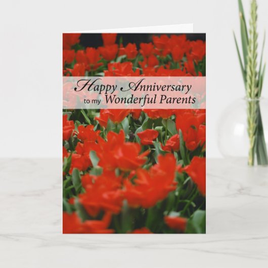 Carte Joyeux Anniversaire Parents Fleurs Rouges (Devant)