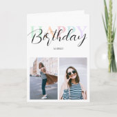 Carte Joyeux Anniversaire Pastel Couleur Script Photo (Devant)