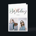 Carte Joyeux Anniversaire Pastel Couleur Script Photo<br><div class="desc">Carte d'anniversaire avec calligraphie script et police serif en couleurs pastel.</div>