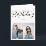 Carte Joyeux Anniversaire Pastel Couleur Script Photo<br><div class="desc">Carte d'anniversaire avec calligraphie script et police serif en couleurs pastel.</div>