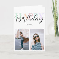 Joyeux Anniversaire Pastel Couleur Script Photo