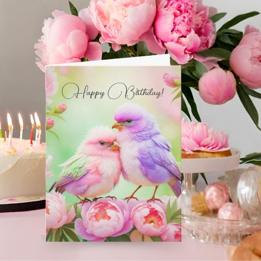 Carte Joyeux Anniversaire Pastel Harmony : Fluffy Songbi