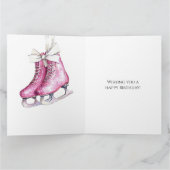 Carte Joyeux Anniversaire Patins à Glace Rose Clair (Intérieur)