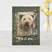 Carte Joyeux anniversaire - pattes en pierre - (Fleur jaune)