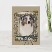 Carte Joyeux anniversaire - pattes en pierre - berger (Devant)