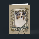 Carte Joyeux anniversaire - pattes en pierre - berger<br><div class="desc">Ce qui pourrait indiquer le joyeux anniversaire mieux que ce chien de berger australien vous aidant à célébrer !</div>