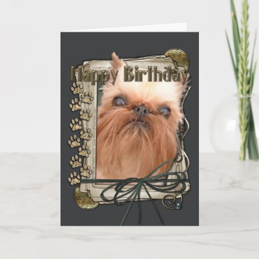 Carte Joyeux anniversaire - pattes en pierre - griffon (Devant)
