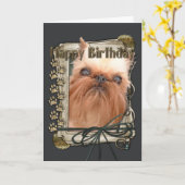 Carte Joyeux anniversaire - pattes en pierre - griffon (Fleur jaune)