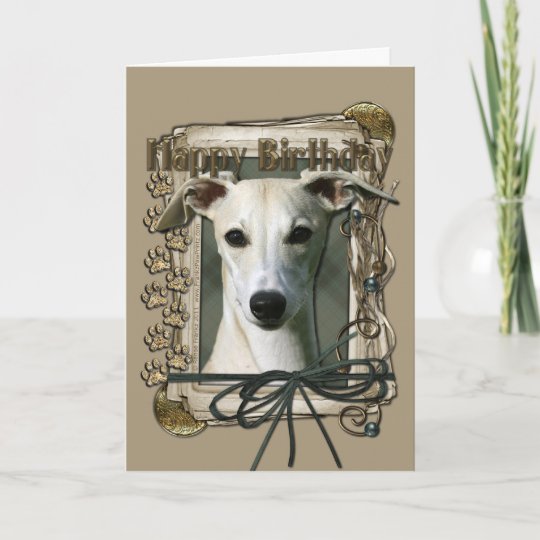 Carte Joyeux Anniversaire Pattes En Pierre Whippet Zazzle Be