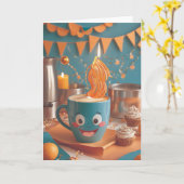 Carte Joyeux Anniversaire Pause Café (Fleur jaune)