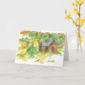 Carte Joyeux Anniversaire Pays Cabine Paysage du désert (Fleur jaune)