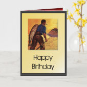 Carte Joyeux anniversaire - pêche (Fleur jaune)