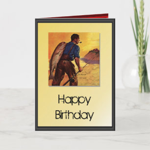 Carte Joyeux anniversaire - pêche