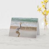 Carte Joyeux anniversaire Pélican (Fleur jaune)