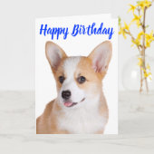 Carte Joyeux anniversaire Pembroke Welsh Corgi Chien chi (Fleur jaune)