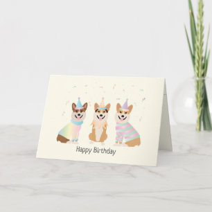 Carte Joyeux Anniversaire Pembroke Welsh Corgi Chiens