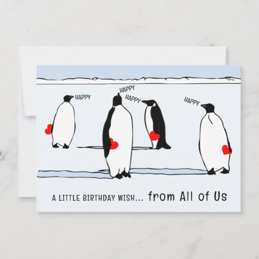 Carte Joyeux Anniversaire Penguin Cool d'oiseaux d'hiver (Devant)
