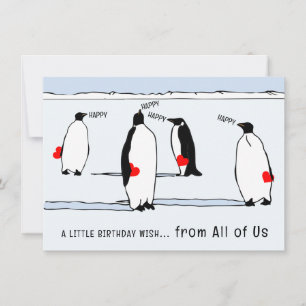 Carte Joyeux Anniversaire Penguin Cool d'oiseaux d'hiver