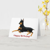 Carte Joyeux Anniversaire Personnalisable Doberman Dog C (Fleur jaune)