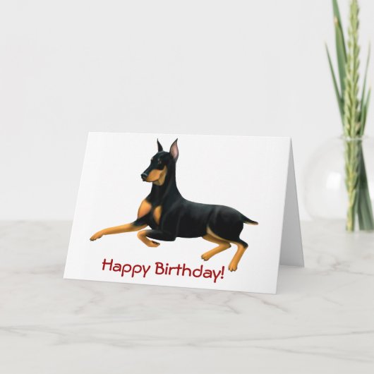 Carte Joyeux Anniversaire Personnalisable Doberman Dog C (Devant)