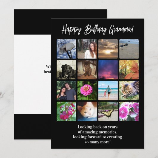 Carte Joyeux Anniversaire Personnalisé 16 Photo Collage (Devant / Derrière)