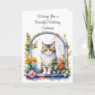 Carte Joyeux Anniversaire Personnalisé Cute Cat