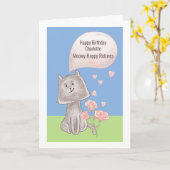 Carte Joyeux Anniversaire Personnalisé Du Chat (Fleur jaune)
