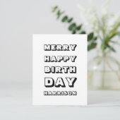 Carte Joyeux Anniversaire personnalisé nom moderne Noël (Debout devant)