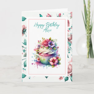 Carte Joyeux anniversaire personnalisé   Shabby Chic Flo