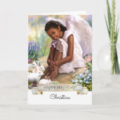 Carte Joyeux anniversaire. Petit Ange | Nom personnalisé (Devant)