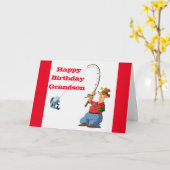 CARTE JOYEUX ANNIVERSAIRE **PETIT-FILS** HUMOUR PÊCHE (Fleur jaune)