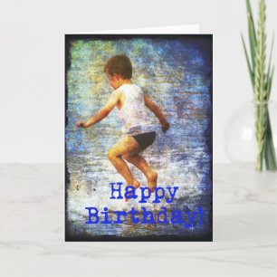 Carte Joyeux Anniversaire Petit Garçon Jumping dans l'ea