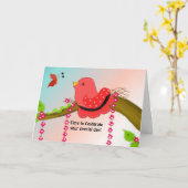 Carte Joyeux Anniversaire Petit Oiseau (Fleur jaune)