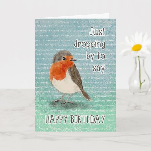 Carte Joyeux Anniversaire Petit Oiseau de Passage  (Petite plante)