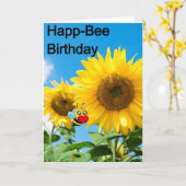 Carte Joyeux anniversaire petite abeille (Fleur jaune)