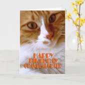 Carte Joyeux Anniversaire Petite-Fille - Chat Mignon (Fleur jaune)