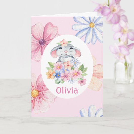 Carte Joyeux Anniversaire Petite Souris jolie en rose ca (Orchidée)