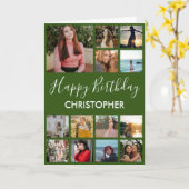 Carte Joyeux Anniversaire Photo Collage 13 Photos Vert (Fleur jaune)