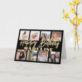 Carte Joyeux Anniversaire Photo Collage Elegant Black &  (Fleur jaune)