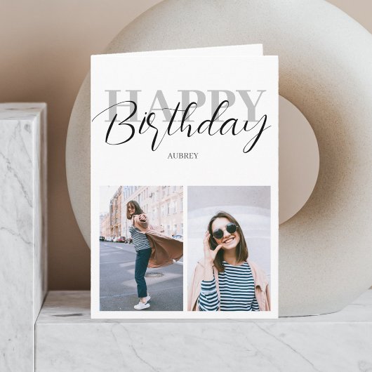 Carte Joyeux Anniversaire photo minimaliste moderne