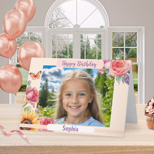 Carte Joyeux Anniversaire Photo Personnalisée Fleurs Élé