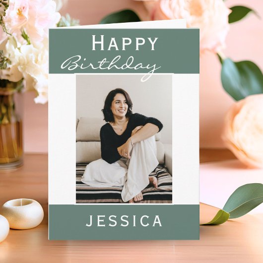 Carte Joyeux Anniversaire Photo Sarcelle Moderne