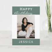 Carte Joyeux Anniversaire Photo Sarcelle Moderne (Devant)
