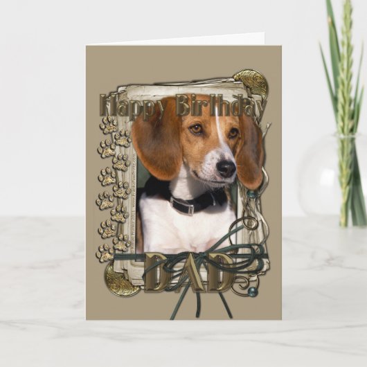 Carte Joyeux Anniversaire - Pierres - Beagle - Papa (Devant)