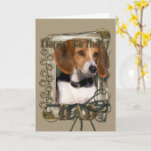 Carte Joyeux Anniversaire - Pierres - Beagle - Papa (Fleur jaune)