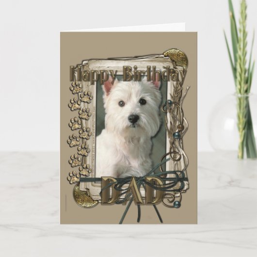 Carte Joyeux Anniversaire - Pierres de pierre - Westie - (Devant)