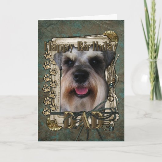 Carte Joyeux Anniversaire - Pierres - Schnauzer - Papa (Devant)