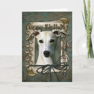 Carte Joyeux Anniversaire - Pierres - Whippet